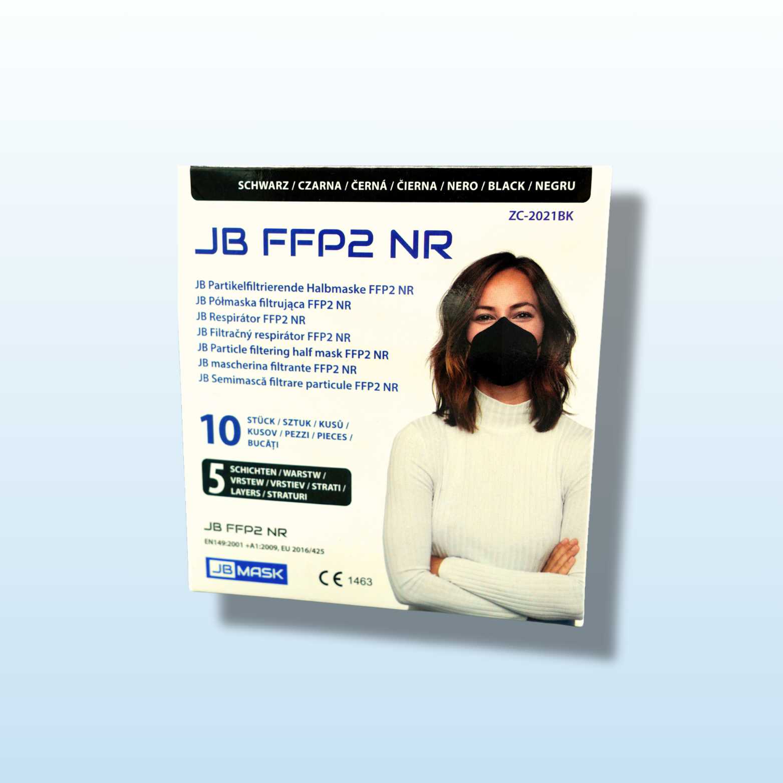 Farbige FFP2 Maske JB I Baby Blue / Mint Green / Navy Blue / Pink / Yellow I 10er Pack