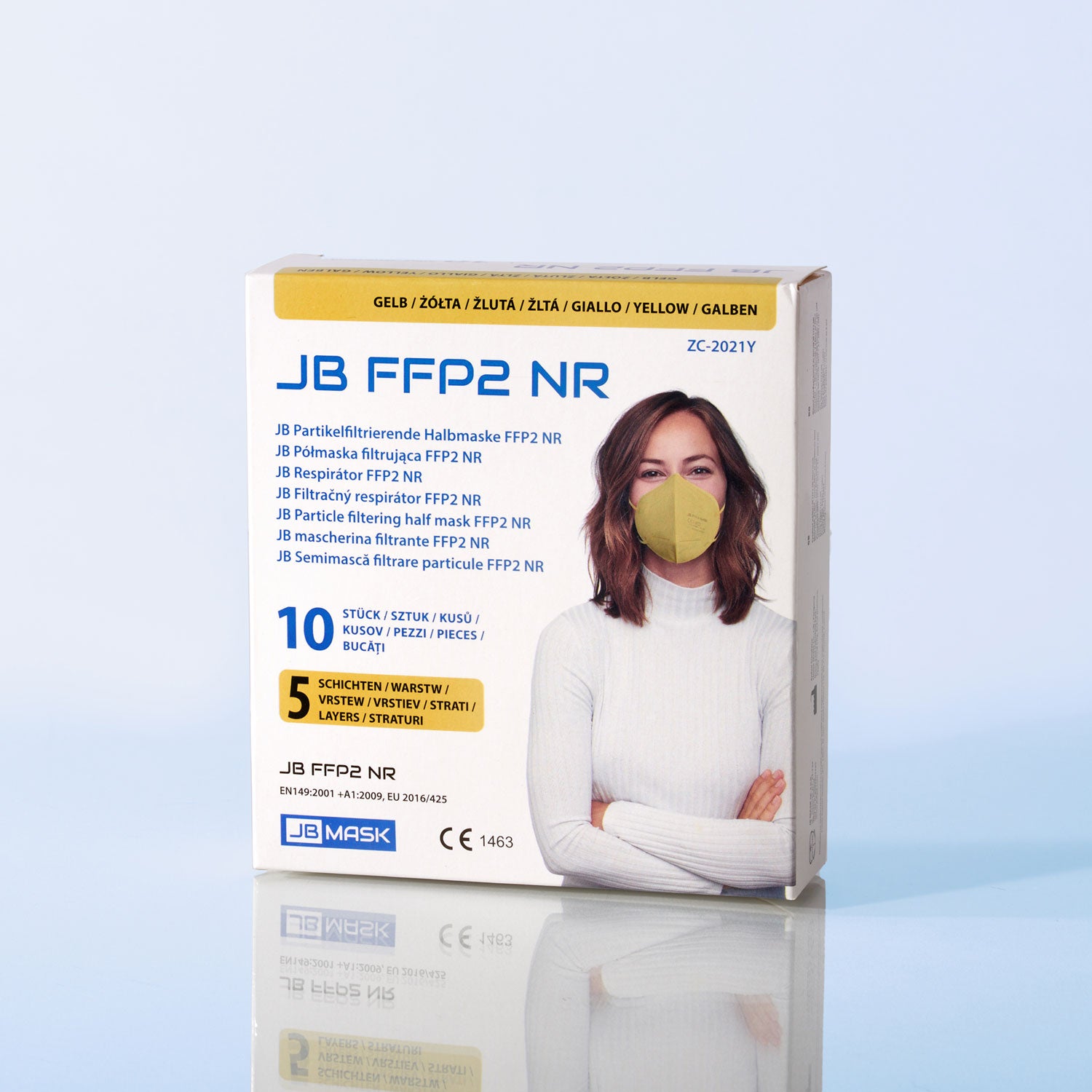 Farbige FFP2 Maske JB I Baby Blue / Mint Green / Navy Blue / Pink / Yellow I 10er Pack