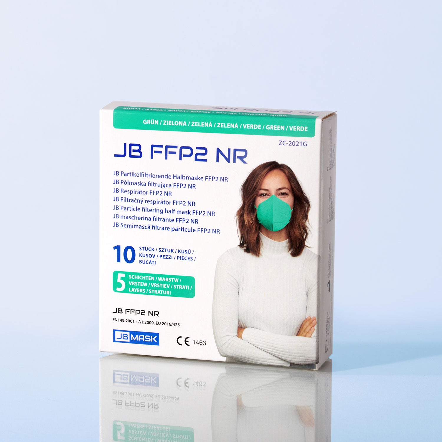 Farbige FFP2 Maske JB I Baby Blue / Mint Green / Navy Blue / Pink / Yellow I 10er Pack