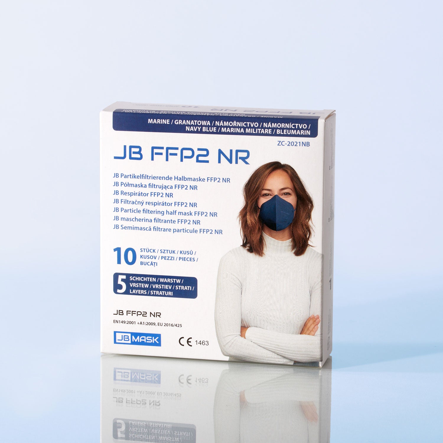 Farbige FFP2 Maske JB I Baby Blue / Mint Green / Navy Blue / Pink / Yellow I 10er Pack