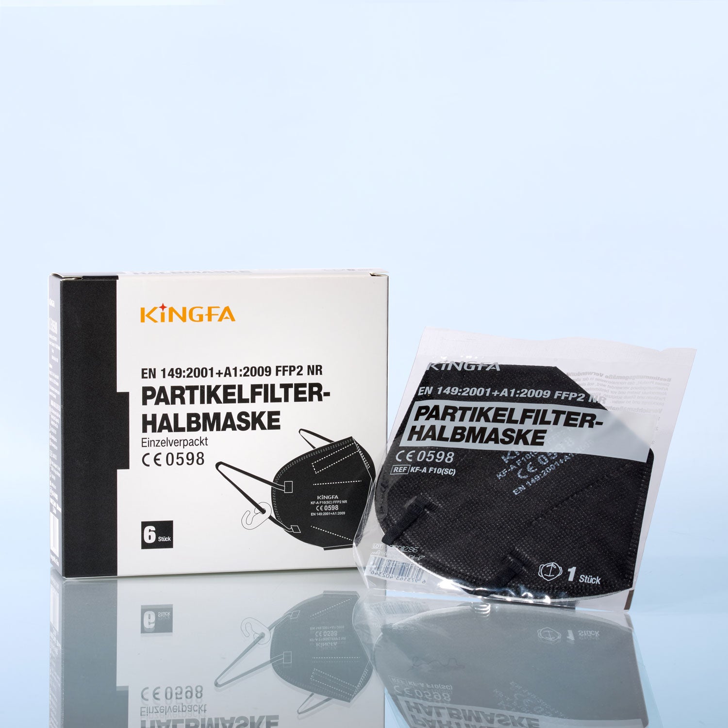 FFP2 Maske KINGFA I Schwarz I 6er Set