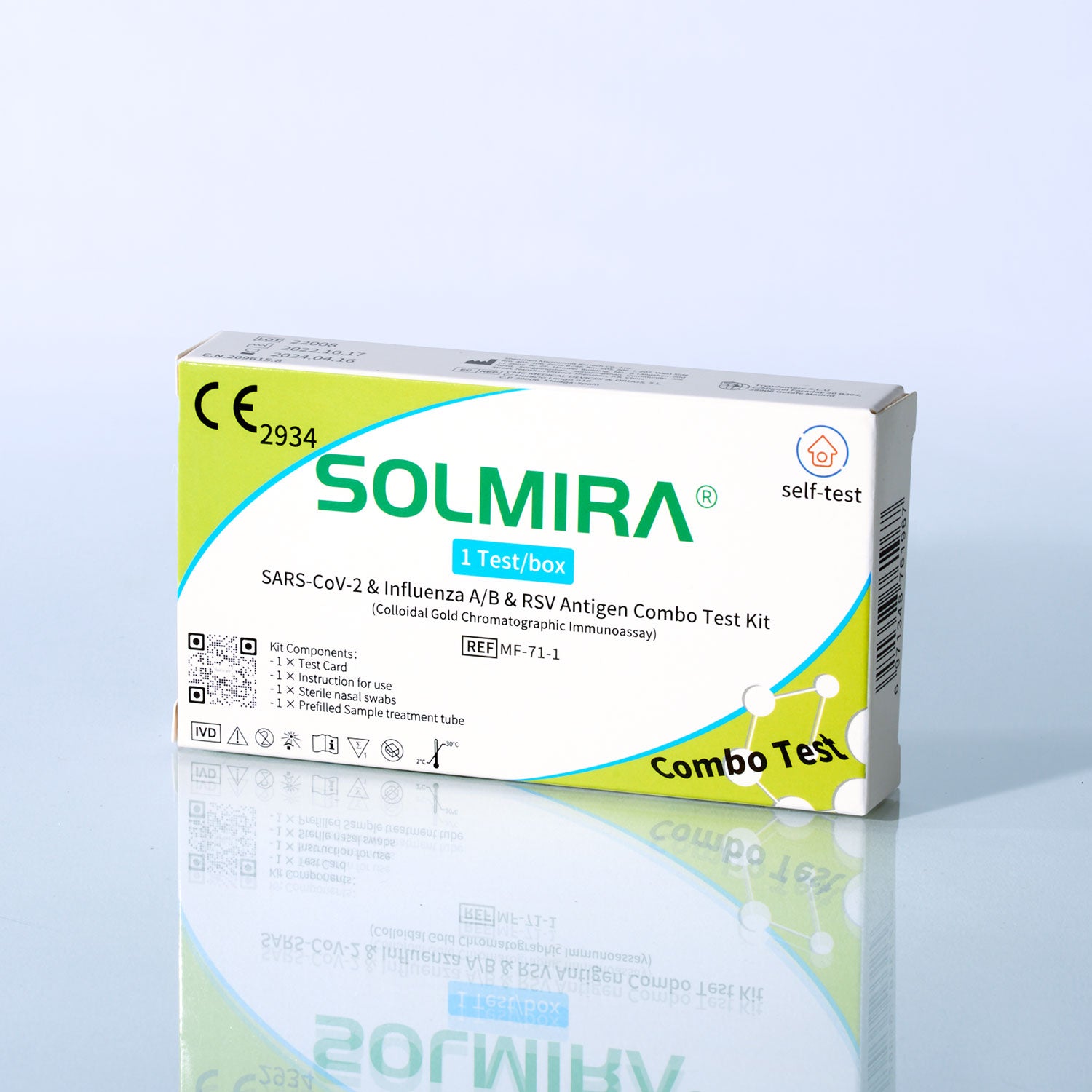 SOLMIRA® 4 in 1 Combo Antigen-Schnelltest für Zuhause I Sars-CoV-2 & Influenza A/B & RS-Virus I Einzeln