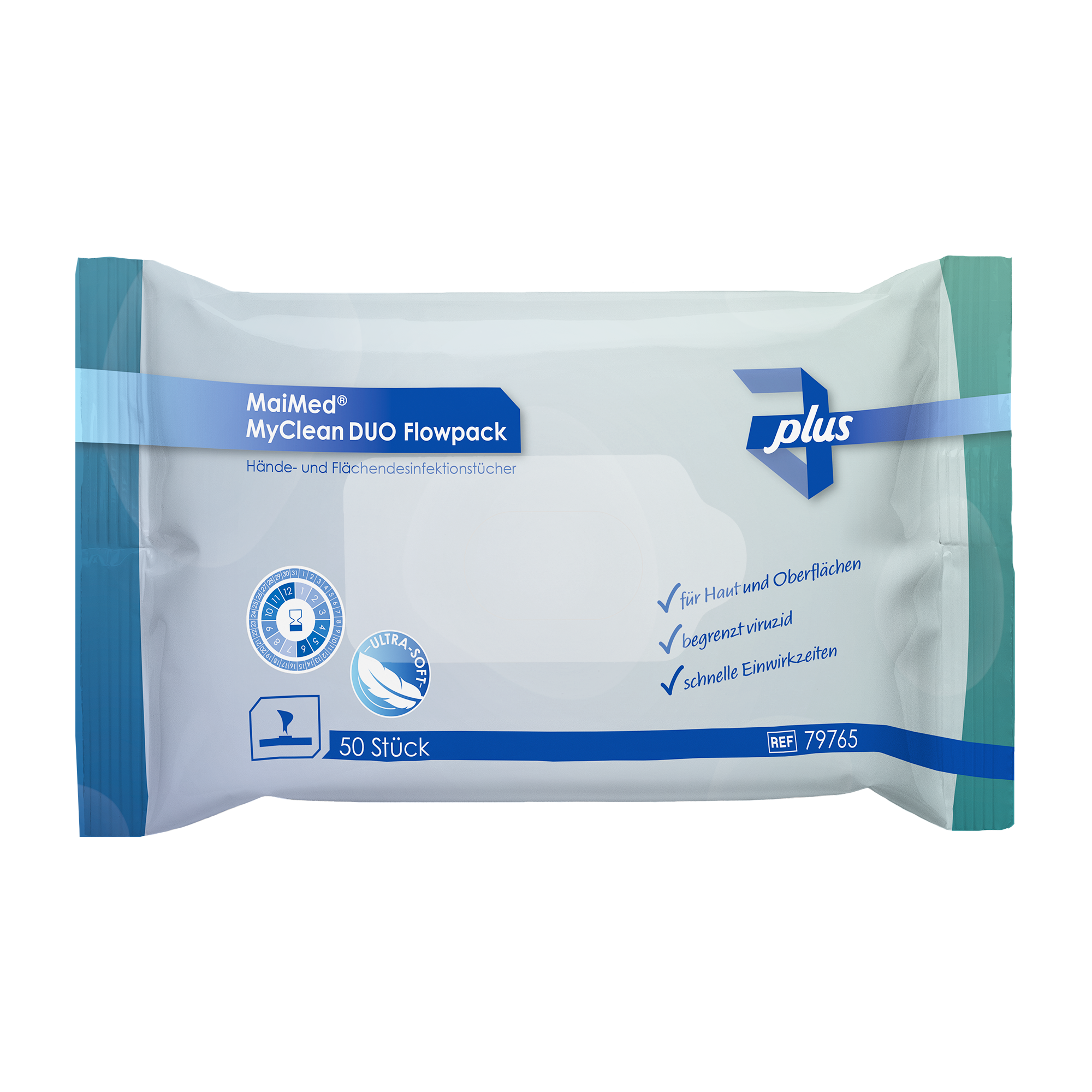 MaiMed® Hände- & Flächendesinfektionstücher MyClean DUO Flowpack - 50 Stück