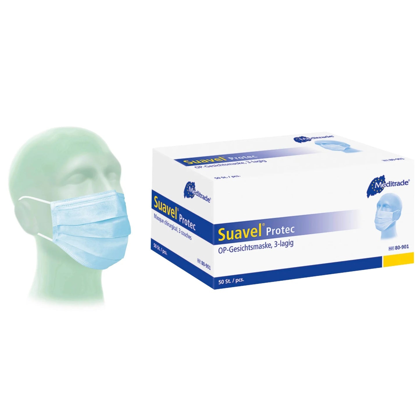 Meditrade® Suavel Protec OP-Gesichtsmaske Typ IIR - 50 Stück