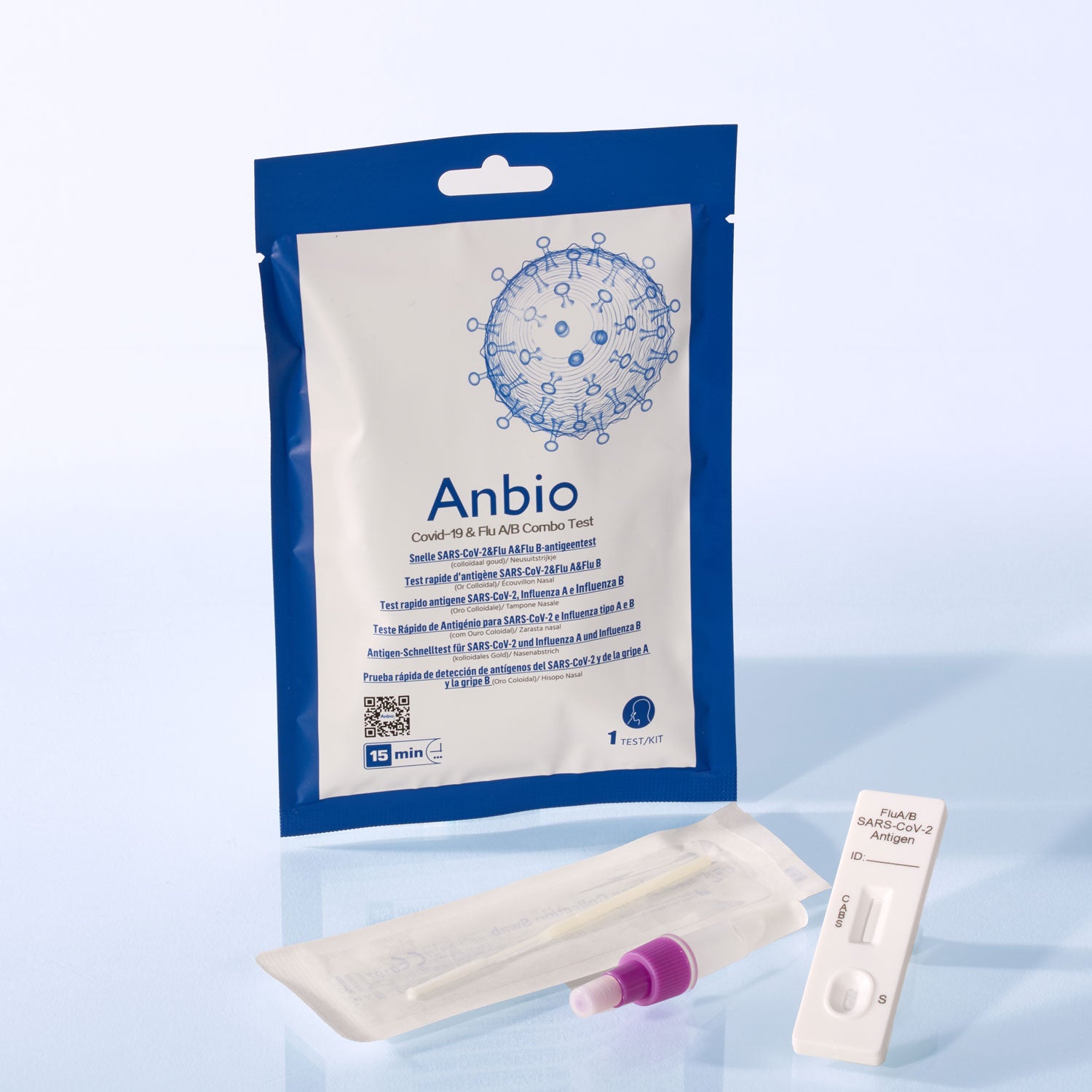 Anbio Covid-19 & Influenca A/B Combo Test I Schnelltest für Zuhause I Einzeln